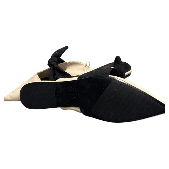 Zara Black and Cream Mules with Bow Detail - Picture 5 of 7